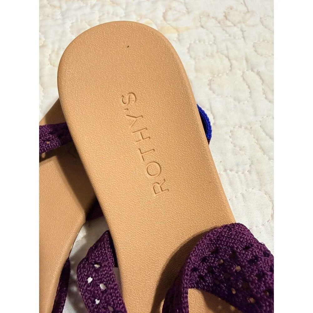 Rothy's flat woven knit slingback casual shoes sandals burgundy New Sz 8.5